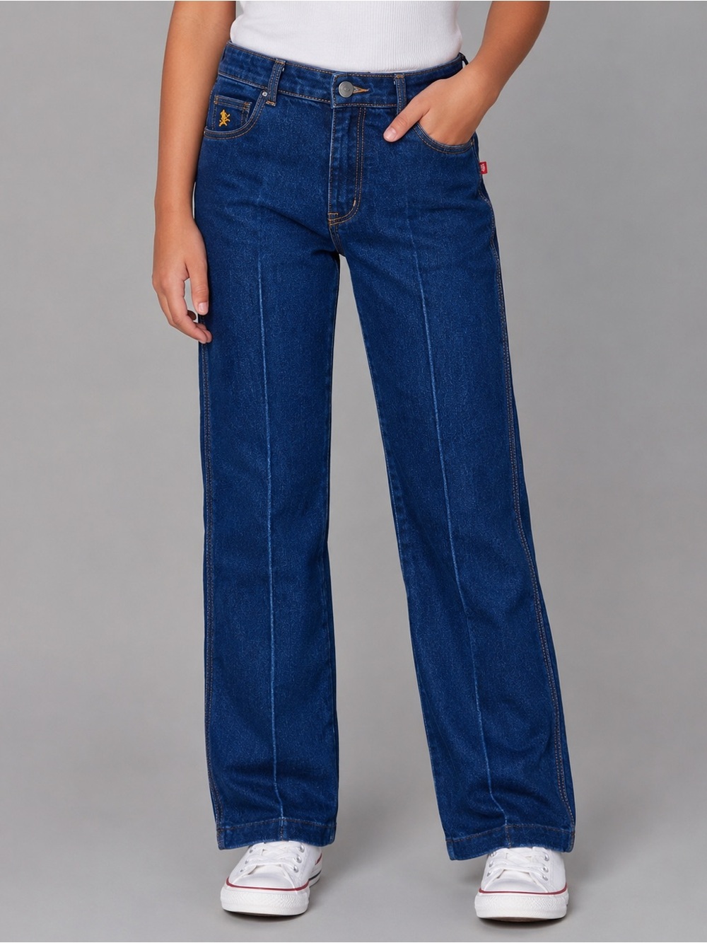 Vintage Braxton Street Girls Size 14 Y2K Embroidered Wide Leg Jeans
